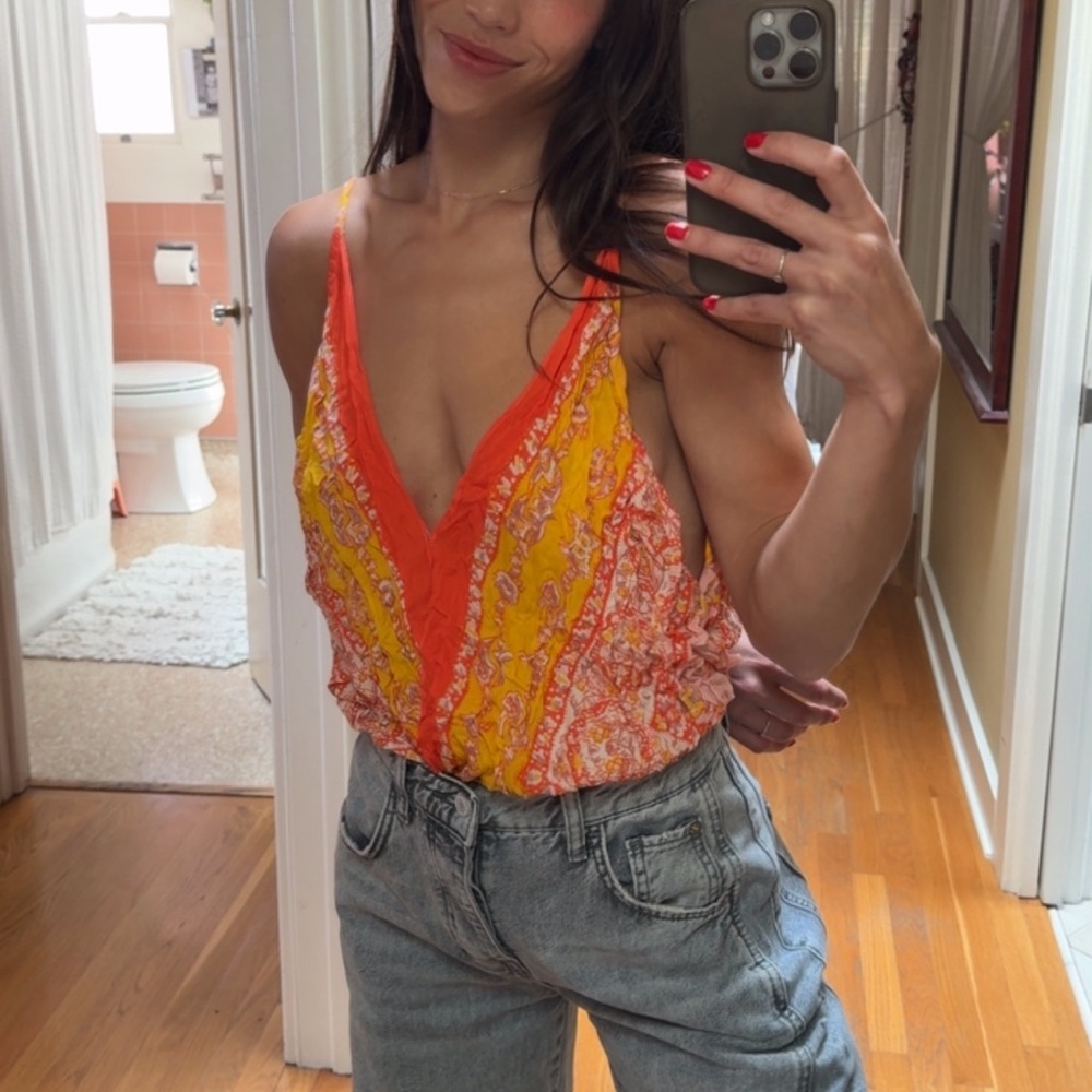 Sunrise Multi print Surplice Bodysuit